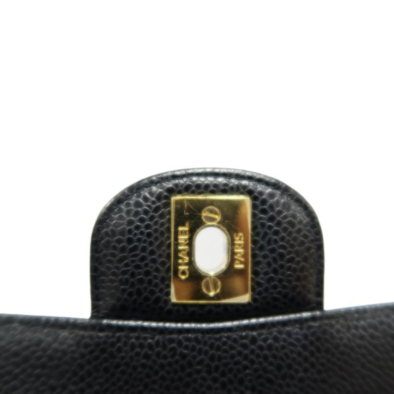 CHANEL Classic Flap Shoulder Bag, Caviar Leather, Black with Gold Hardware, Authenticity Card Included