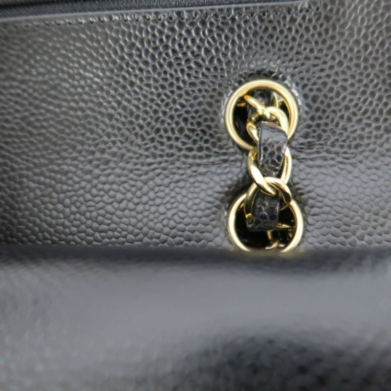 CHANEL Classic Flap Shoulder Bag, Caviar Leather, Black with Gold Hardware, Authenticity Card Included
