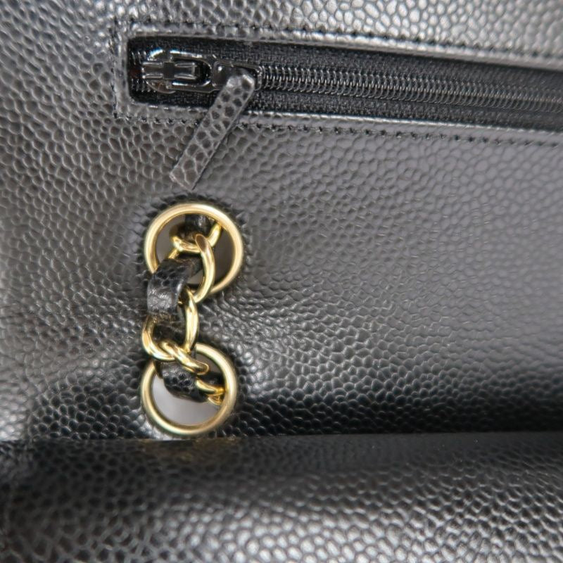 CHANEL Classic Flap Shoulder Bag, Caviar Leather, Black with Gold Hardware, Authenticity Card Included