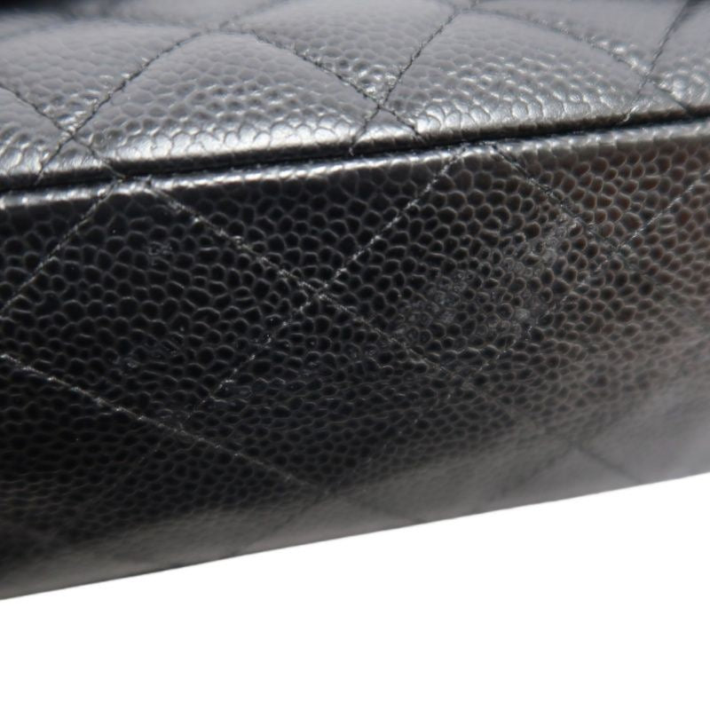 CHANEL Classic Flap Shoulder Bag, Caviar Leather, Black with Gold Hardware, Authenticity Card Included