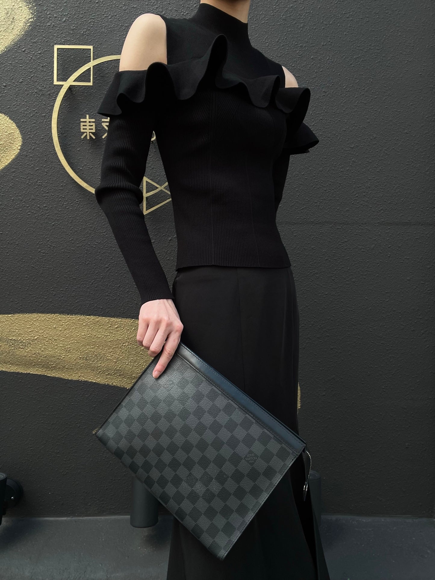LOUIS VUITTON Pochette Toilette, Second Bag, Pouch, Monogram, Brown, Damier Ebene PVC, Toiletry Pouch, Clutch