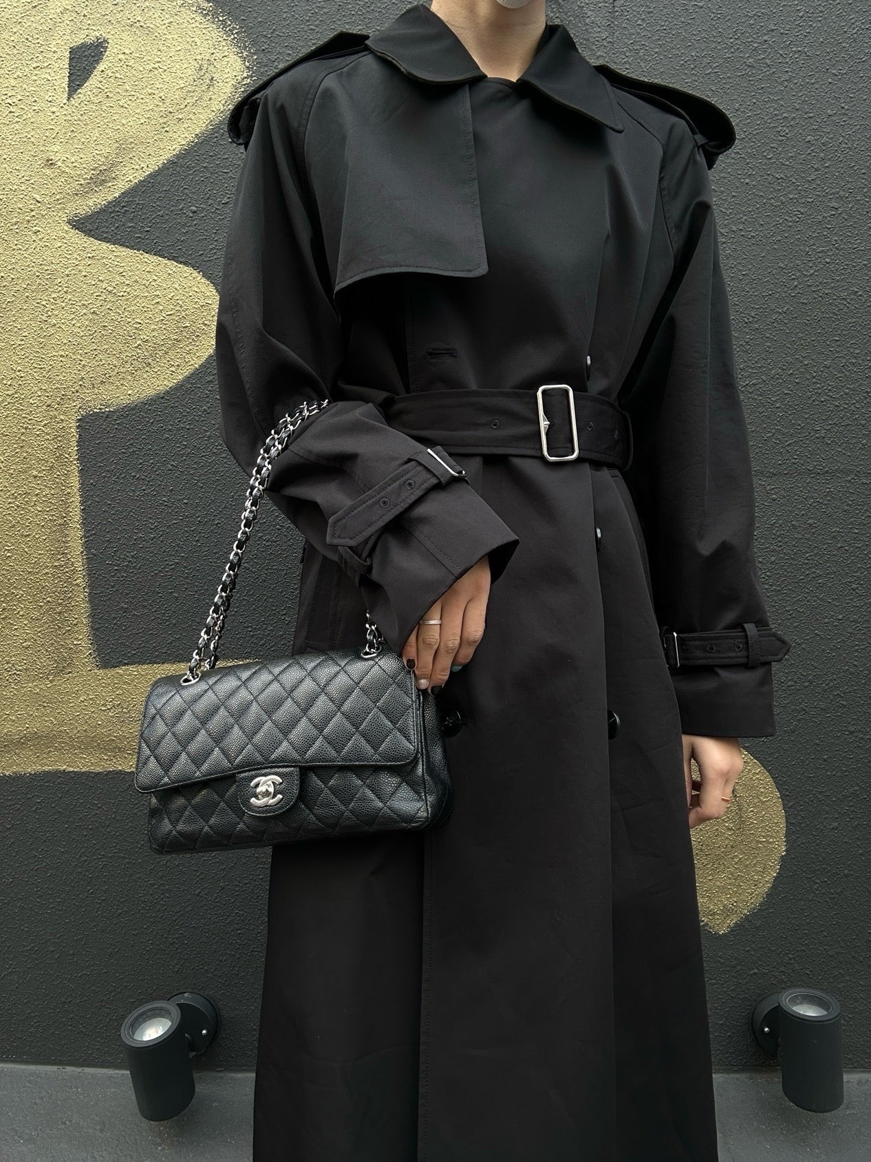 Chanel Classic Flap Shoulder Bag, Black Caviar Leather, Iconic Turn-lock Closure, Leather-woven Chain Strap, Premium Hardware, Timeless Luxury Handbag