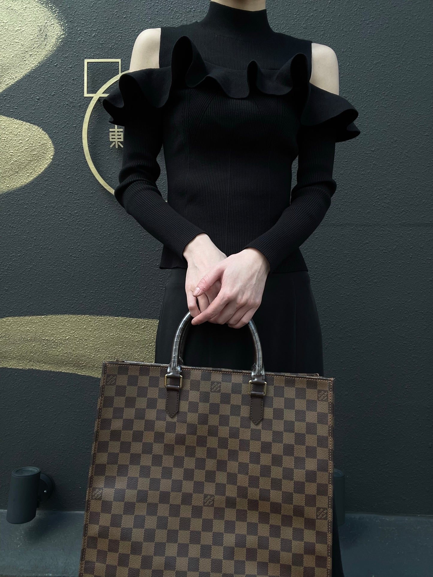 Louis Vuitton Damier Pre-Owned Sac Plat Tote Bag  PVC Music Sheet Bag Handbag