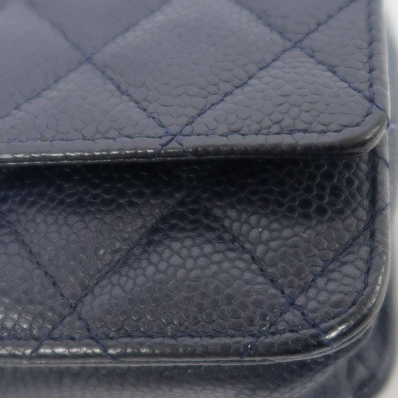 CHANEL Quilted WOC Shoulder Bag, Caviar Leather, Navy, Silver-Tone Hardware, With Guarantee Card