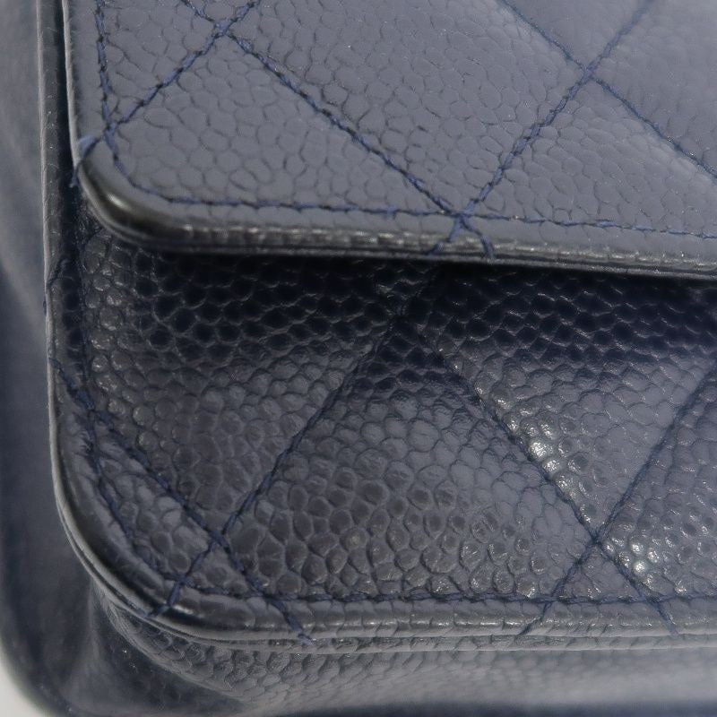 CHANEL Quilted WOC Shoulder Bag, Caviar Leather, Navy, Silver-Tone Hardware, With Guarantee Card