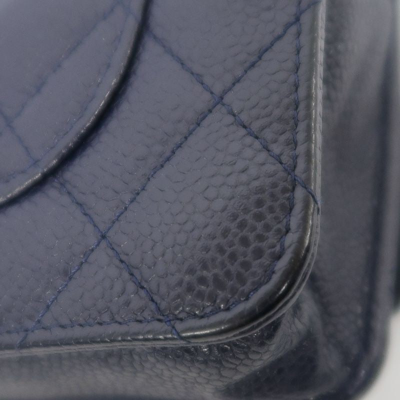 CHANEL Quilted WOC Shoulder Bag, Caviar Leather, Navy, Silver-Tone Hardware, With Guarantee Card
