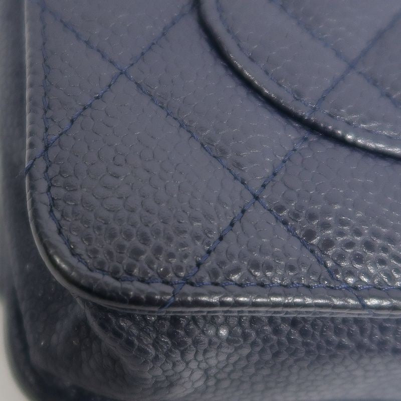 CHANEL Quilted WOC Shoulder Bag, Caviar Leather, Navy, Silver-Tone Hardware, With Guarantee Card