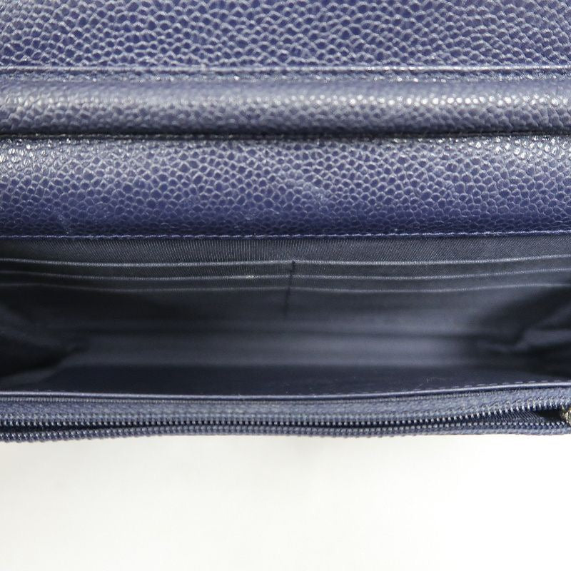 CHANEL Quilted WOC Shoulder Bag, Caviar Leather, Navy, Silver-Tone Hardware, With Guarantee Card