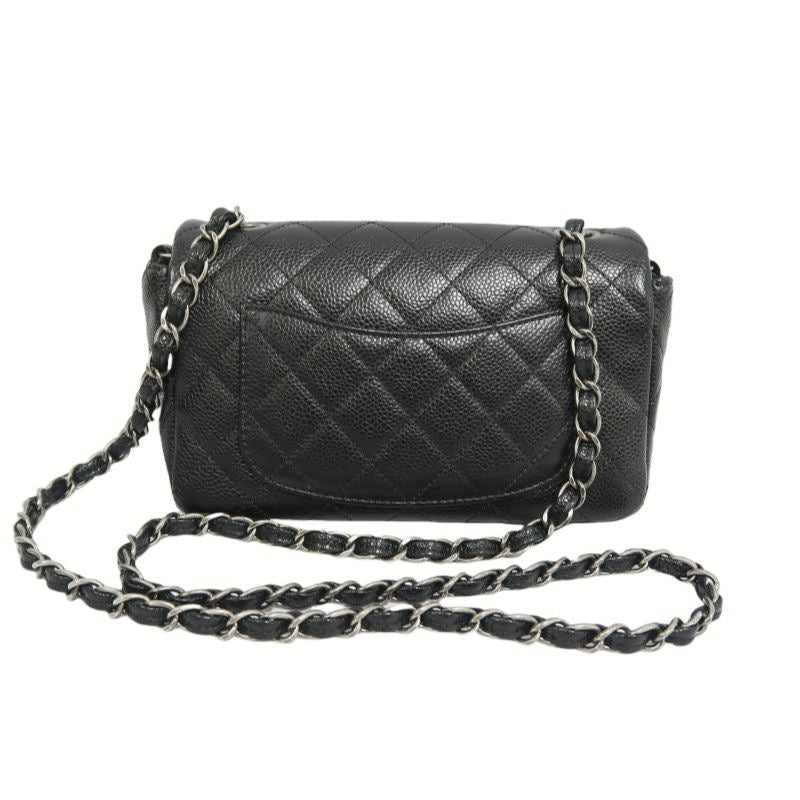 CHANEL Quilted Classic Flap Jumbo Mini Shoulder Bag, Caviar Leather, Black, Silver-Tone Hardware