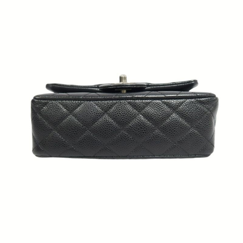 CHANEL Quilted Classic Flap Jumbo Mini Shoulder Bag, Caviar Leather, Black, Silver-Tone Hardware