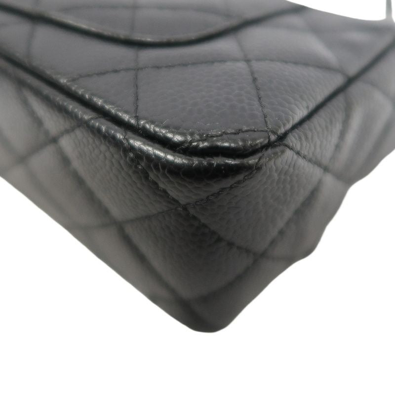 CHANEL Quilted Classic Flap Jumbo Mini Shoulder Bag, Caviar Leather, Black, Silver-Tone Hardware
