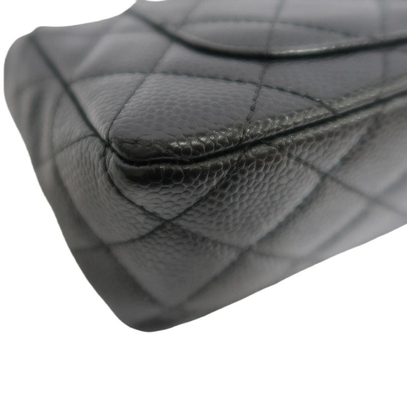 CHANEL Quilted Classic Flap Jumbo Mini Shoulder Bag, Caviar Leather, Black, Silver-Tone Hardware