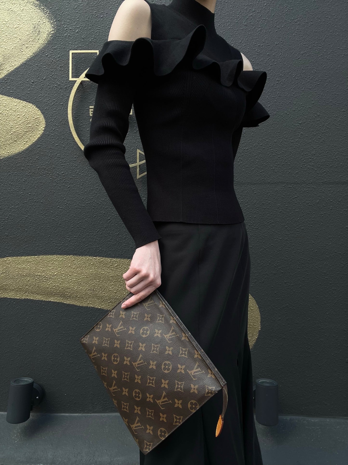 LOUIS VUITTON Poche Toilette, Second Bag / Pouch, Damier Ebene, Brown, LV Damier PVC Cosmetic Pouch, Clutch Bag