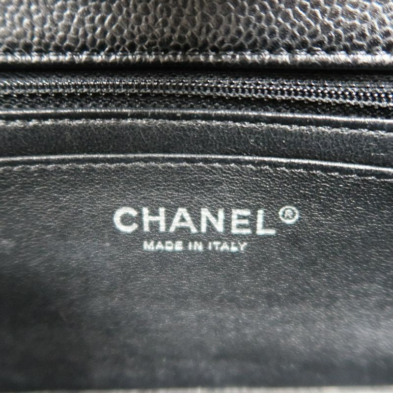CHANEL Quilted Classic Flap Jumbo Mini Shoulder Bag, Caviar Leather, Black, Silver-Tone Hardware