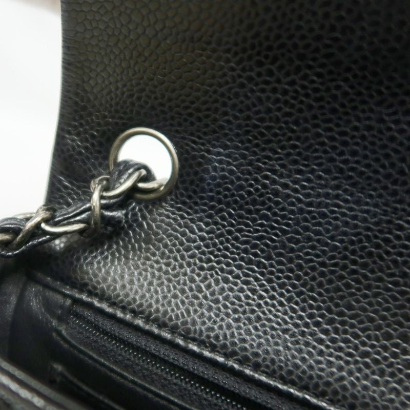 CHANEL Quilted Classic Flap Jumbo Mini Shoulder Bag, Caviar Leather, Black, Silver-Tone Hardware