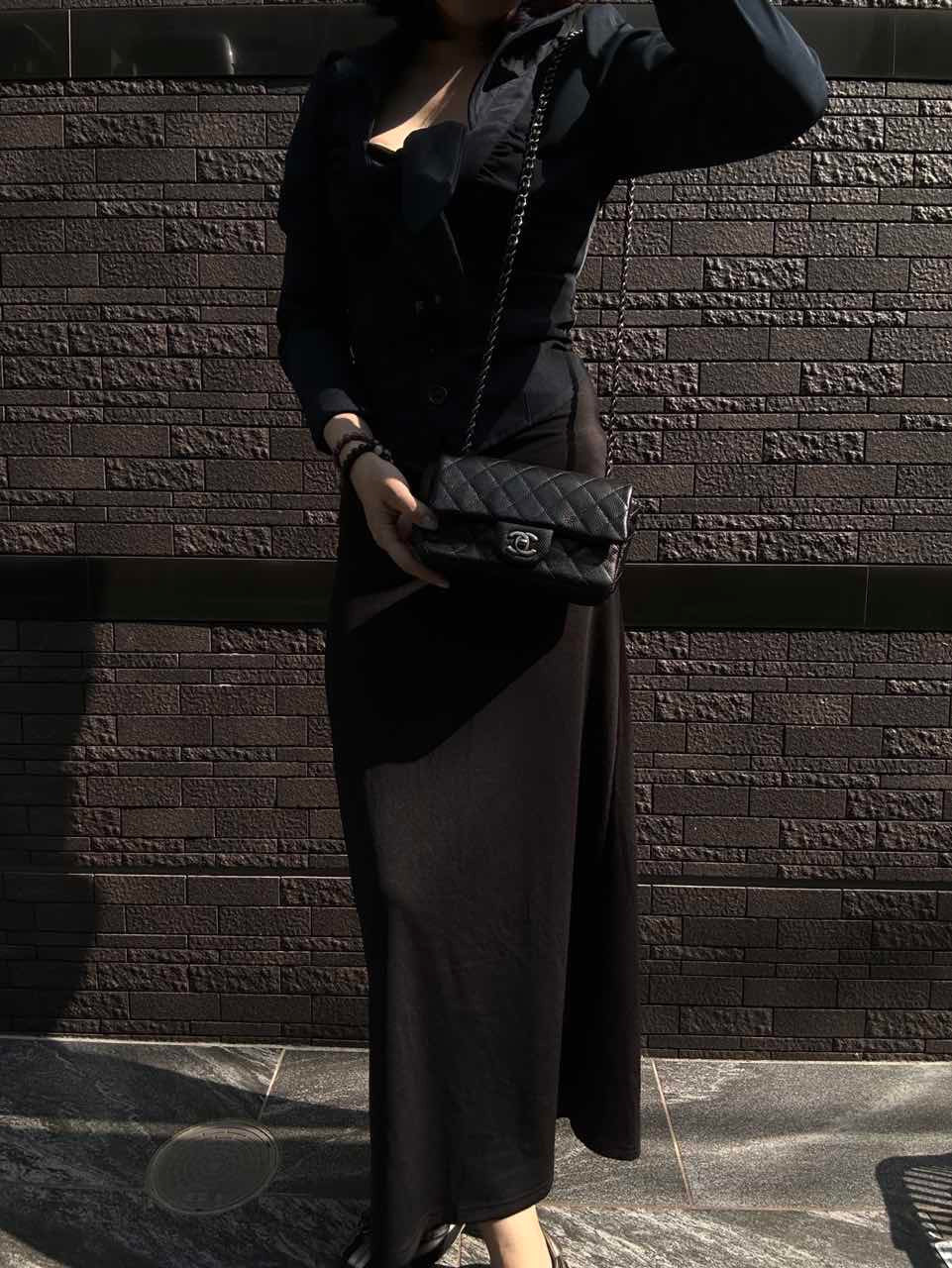 CHANEL Quilted Classic Flap Jumbo Mini Shoulder Bag, Caviar Leather, Black, Silver-Tone Hardware