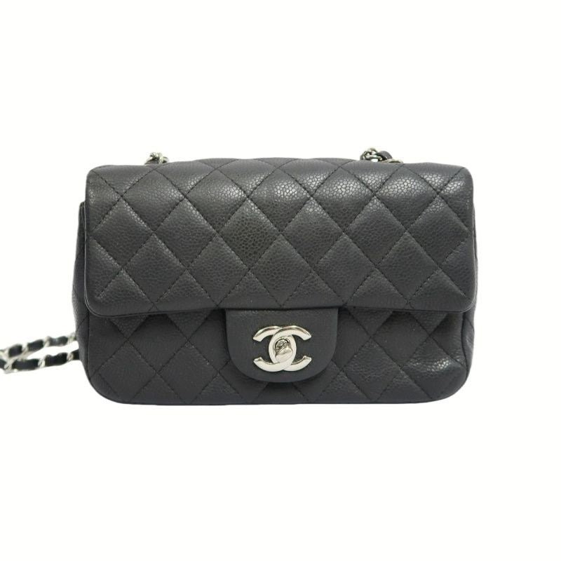CHANEL Classic Flap Shoulder Bag, Caviar Leather, Black, Silver Hardware, No Worn Photos