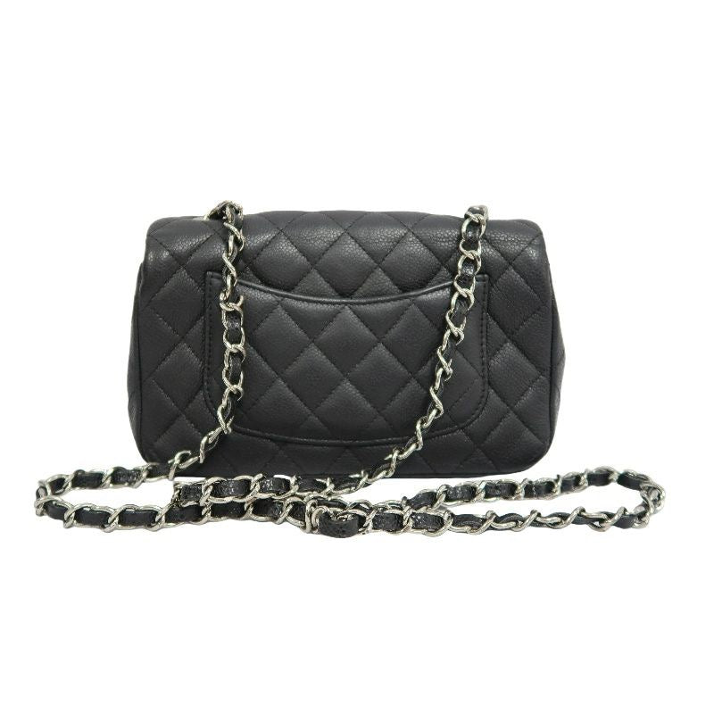 CHANEL Classic Flap Shoulder Bag, Caviar Leather, Black, Silver Hardware, No Worn Photos