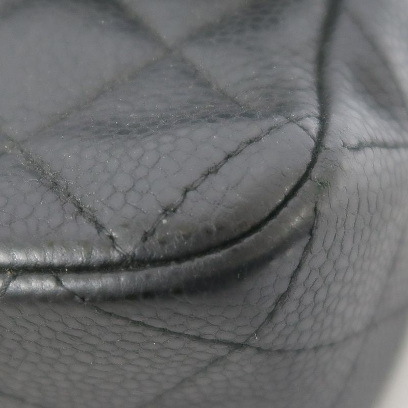 CHANEL Classic Flap Shoulder Bag, Caviar Leather, Black, Silver Hardware, No Worn Photos