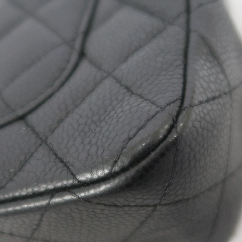 CHANEL Classic Flap Shoulder Bag, Caviar Leather, Black, Silver Hardware, No Worn Photos