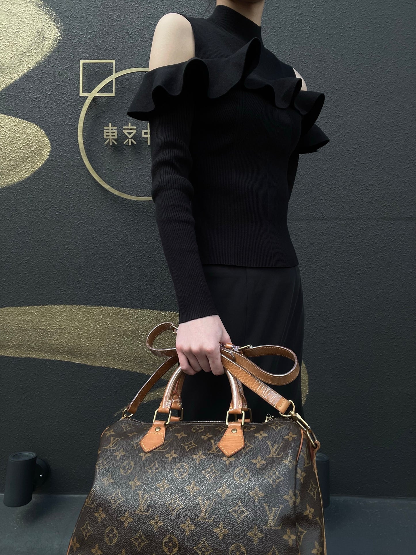 LOUIS VUITTON Speedy 30 Monogram Canvas Shoulder Bag Brown