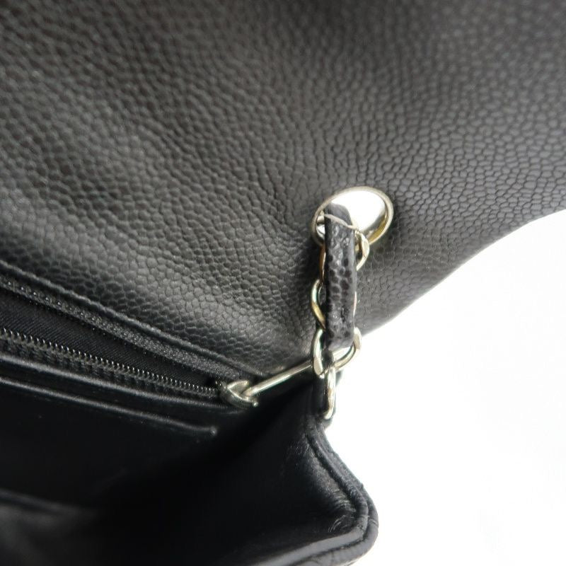 CHANEL Classic Flap Shoulder Bag, Caviar Leather, Black, Silver Hardware, No Worn Photos