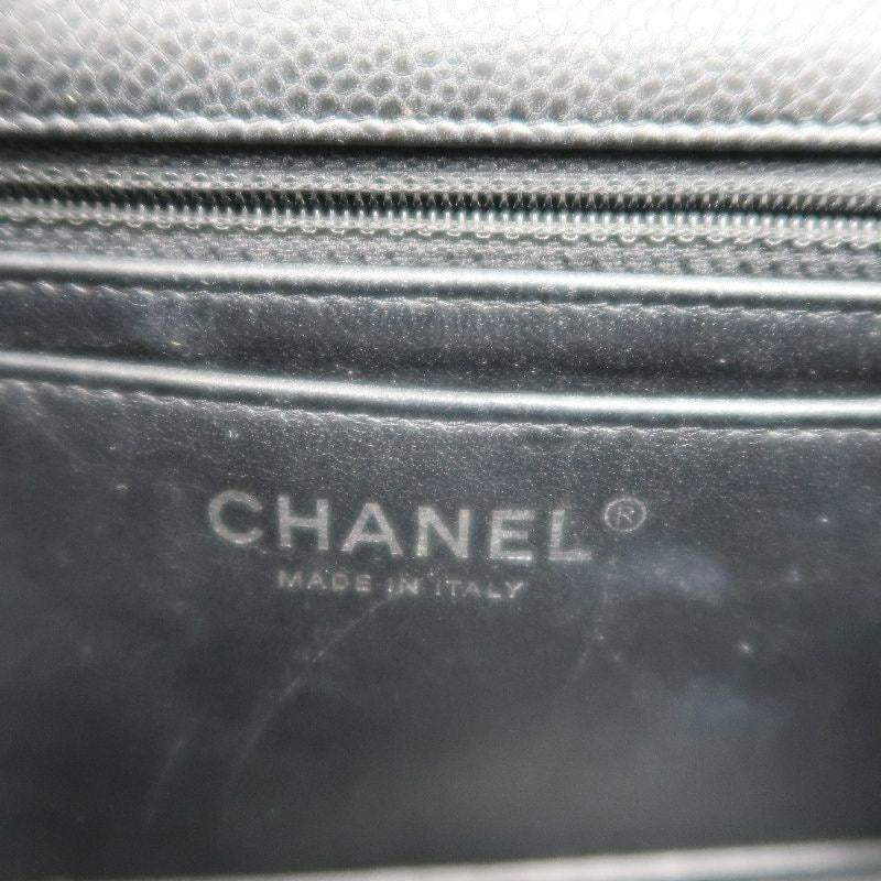CHANEL Classic Flap Shoulder Bag, Caviar Leather, Black, Silver Hardware, No Worn Photos