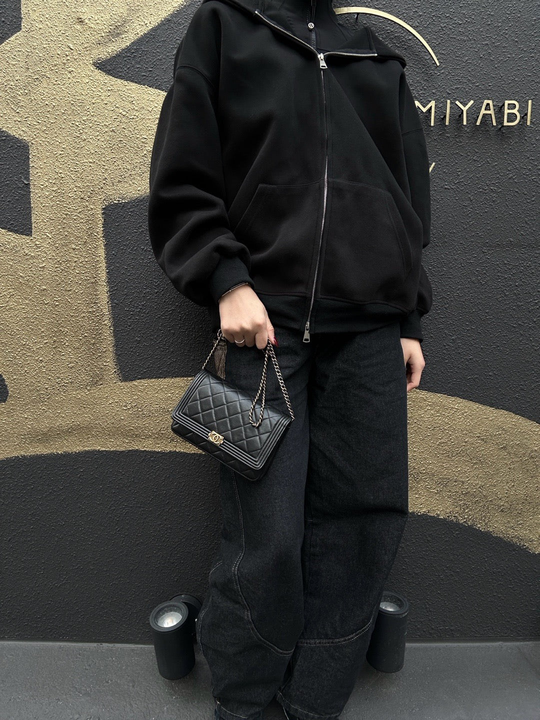 CHANEL Boy Quilted Shoulder Bag, Lambskin, Black, Gold-Tone Hardware, With Guarantee Card