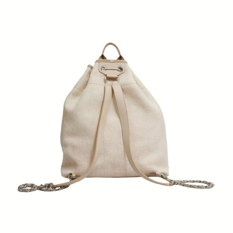 CHANEL Deauville Backpack Drawstring, Pink Canvas, Authenticity Card Included
