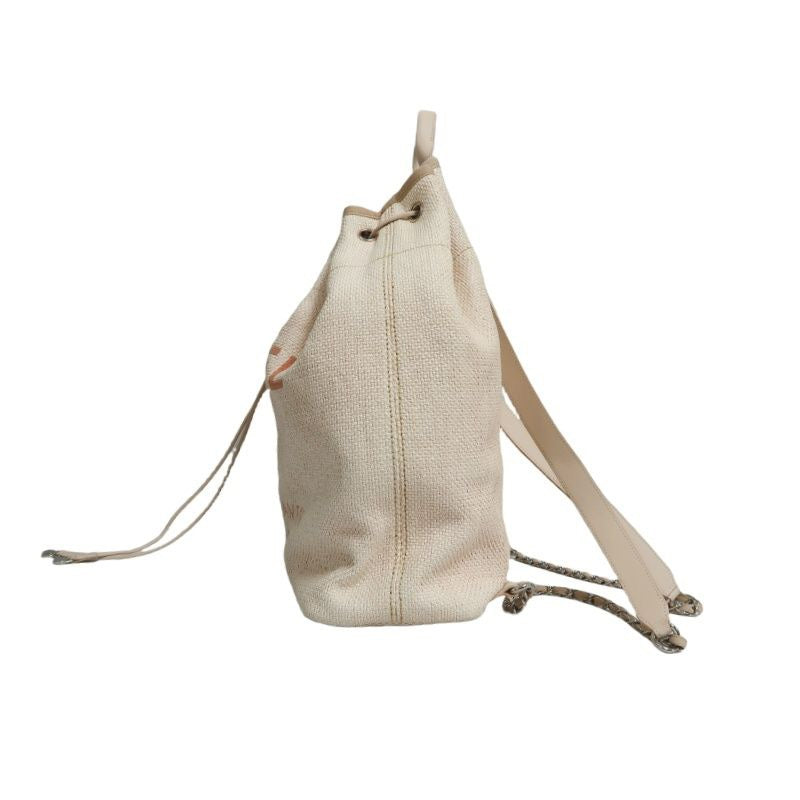 CHANEL Deauville Backpack Drawstring, Pink Canvas, Authenticity Card Included