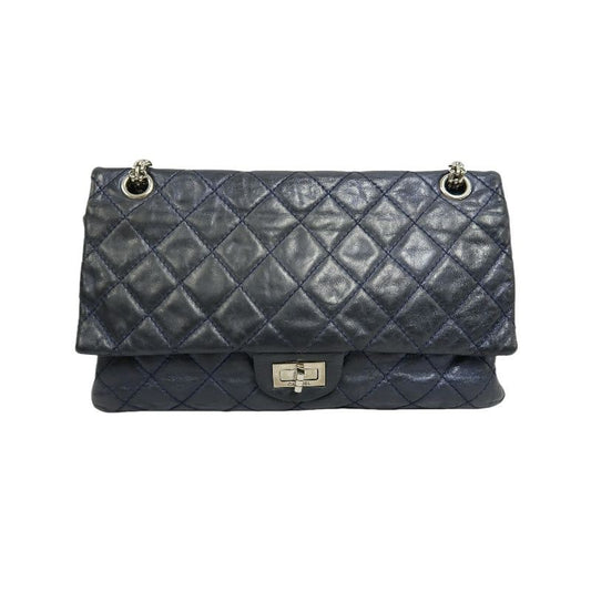 CHANEL Quilted 2.55 Shoulder Bag, Lambskin, Navy
