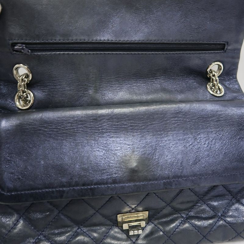 CHANEL Quilted 2.55 Shoulder Bag, Lambskin, Navy