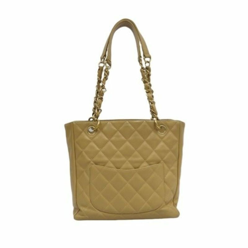 CHANEL Quilted GST Tote Bag, Caviar Leather, Milk Tea Beige, Gold-Tone Hardware, With Guarantee Card
