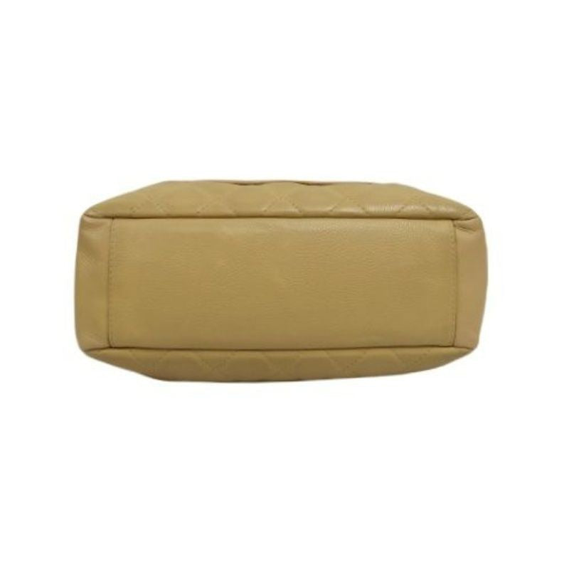 CHANEL Quilted GST Tote Bag, Caviar Leather, Milk Tea Beige, Gold-Tone Hardware, With Guarantee Card