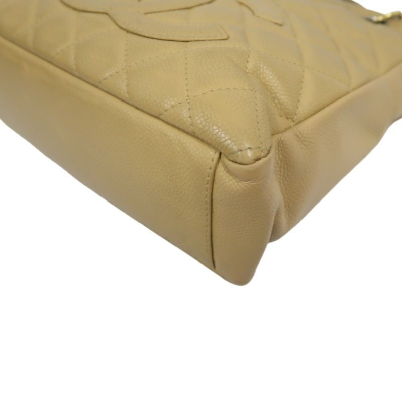 CHANEL Quilted GST Tote Bag, Caviar Leather, Milk Tea Beige, Gold-Tone Hardware, With Guarantee Card