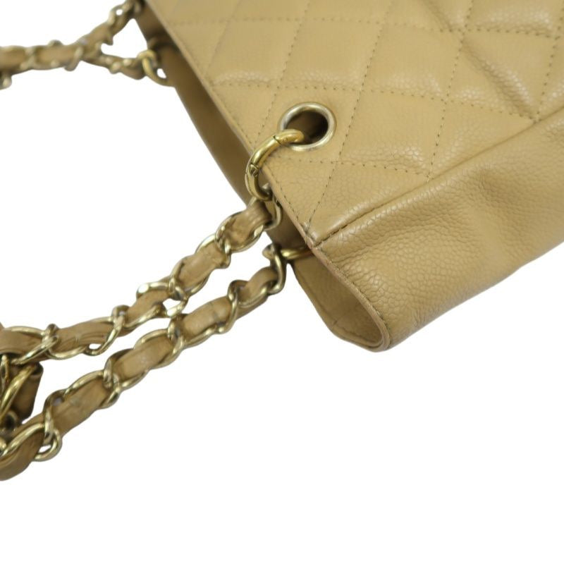 CHANEL Quilted GST Tote Bag, Caviar Leather, Milk Tea Beige, Gold-Tone Hardware, With Guarantee Card