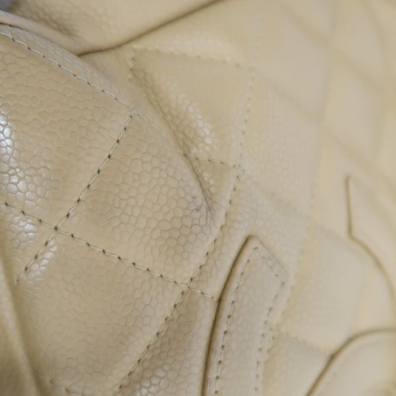 CHANEL Quilted GST Tote Bag, Caviar Leather, Milk Tea Beige, Gold-Tone Hardware, With Guarantee Card