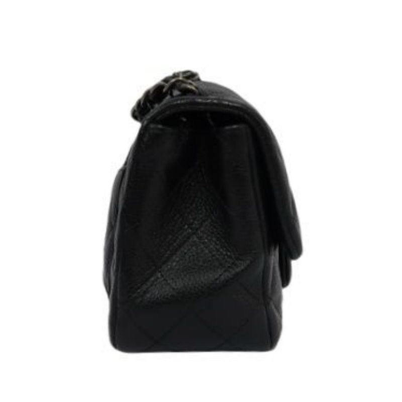 CHANEL Quilted Mini Square Flap Bag, Caviar Leather, Black, Silver-Tone Hardware, With Guarantee Card