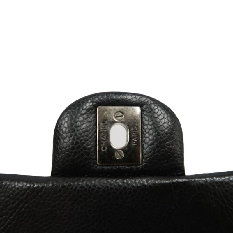 CHANEL Quilted Mini Square Flap Bag, Caviar Leather, Black, Silver-Tone Hardware, With Guarantee Card