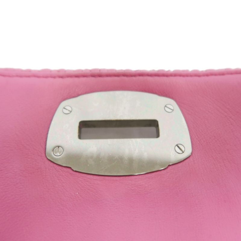 MIUMIU Coffer Matelassé Nappa Crystal Chain Shoulder Bag Clutch Bag Leather Pink Silver Hardware Pink PVC Coffer Pleated Crystal Chain Shoulder Bag