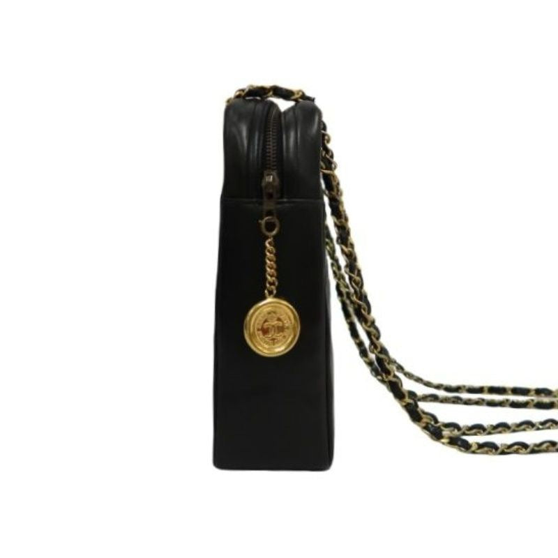CHANEL Quilted Shoulder Bag, Lambskin, Black, Gold-Tone Hardware, With Guarantee Card
