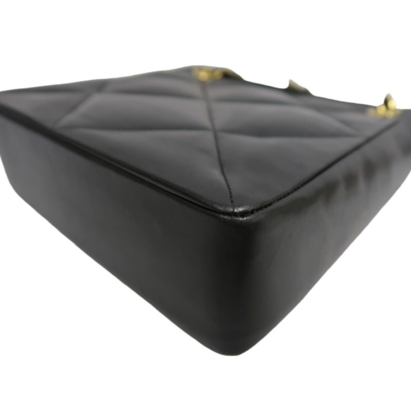 CHANEL Quilted Shoulder Bag, Lambskin, Black, Gold-Tone Hardware, With Guarantee Card