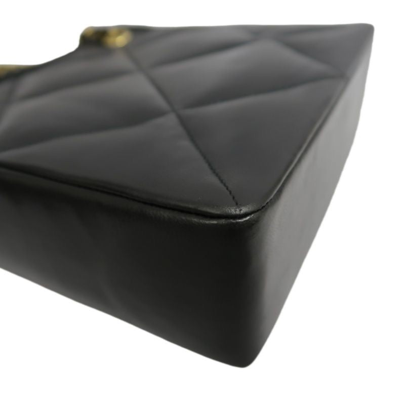 CHANEL Quilted Shoulder Bag, Lambskin, Black, Gold-Tone Hardware, With Guarantee Card