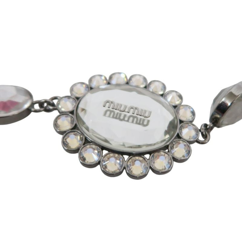 MIUMIU Coffer Matelassé Nappa Crystal Chain Shoulder Bag Clutch Bag Leather Pink Silver Hardware Pink PVC Coffer Pleated Crystal Chain Shoulder Bag