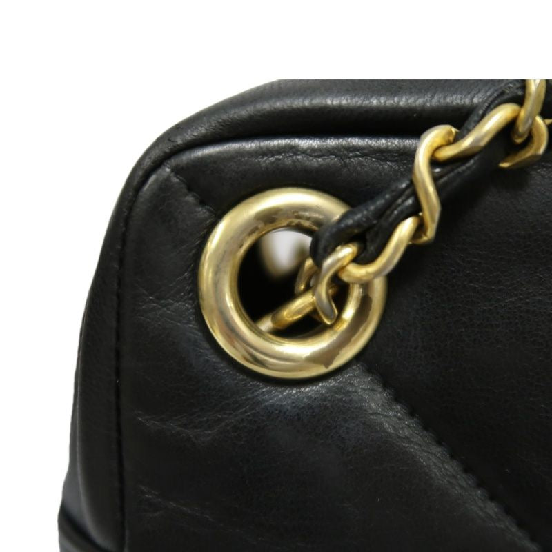 CHANEL Quilted Shoulder Bag, Lambskin, Black, Gold-Tone Hardware, With Guarantee Card