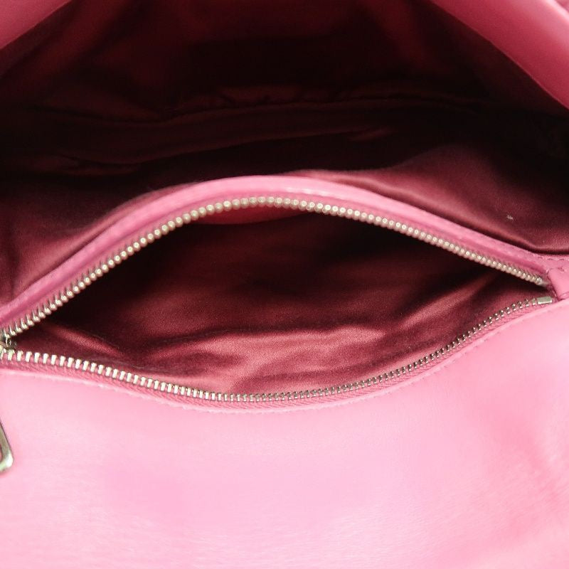 MIUMIU Coffer Matelassé Nappa Crystal Chain Shoulder Bag Clutch Bag Leather Pink Silver Hardware Pink PVC Coffer Pleated Crystal Chain Shoulder Bag