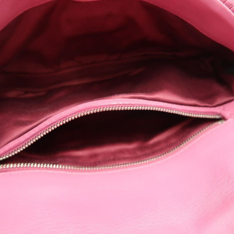 MIUMIU Coffer Matelassé Nappa Crystal Chain Shoulder Bag Clutch Bag Leather Pink Silver Hardware Pink PVC Coffer Pleated Crystal Chain Shoulder Bag