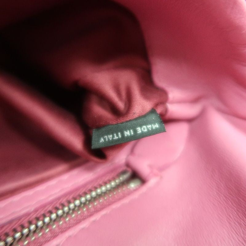 MIUMIU Coffer Matelassé Nappa Crystal Chain Shoulder Bag Clutch Bag Leather Pink Silver Hardware Pink PVC Coffer Pleated Crystal Chain Shoulder Bag