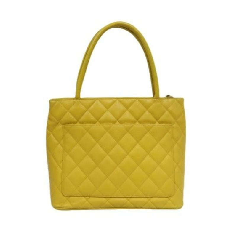 CHANEL Hilton Replica Tote Bag, Yellow Caviar Leather, Gold Hardware with Medallion