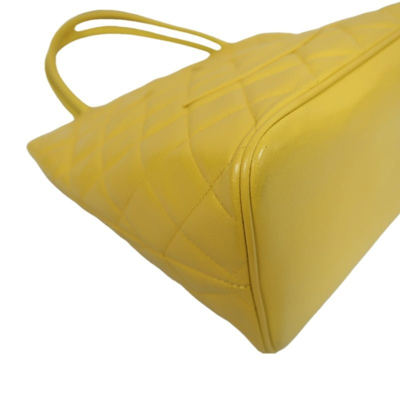 CHANEL Hilton Replica Tote Bag, Yellow Caviar Leather, Gold Hardware with Medallion